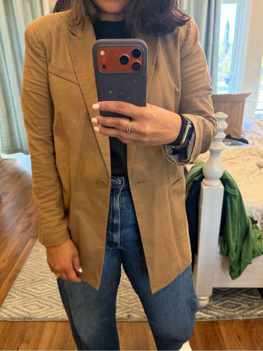 Women's Classic Tan Single-Button Blazer